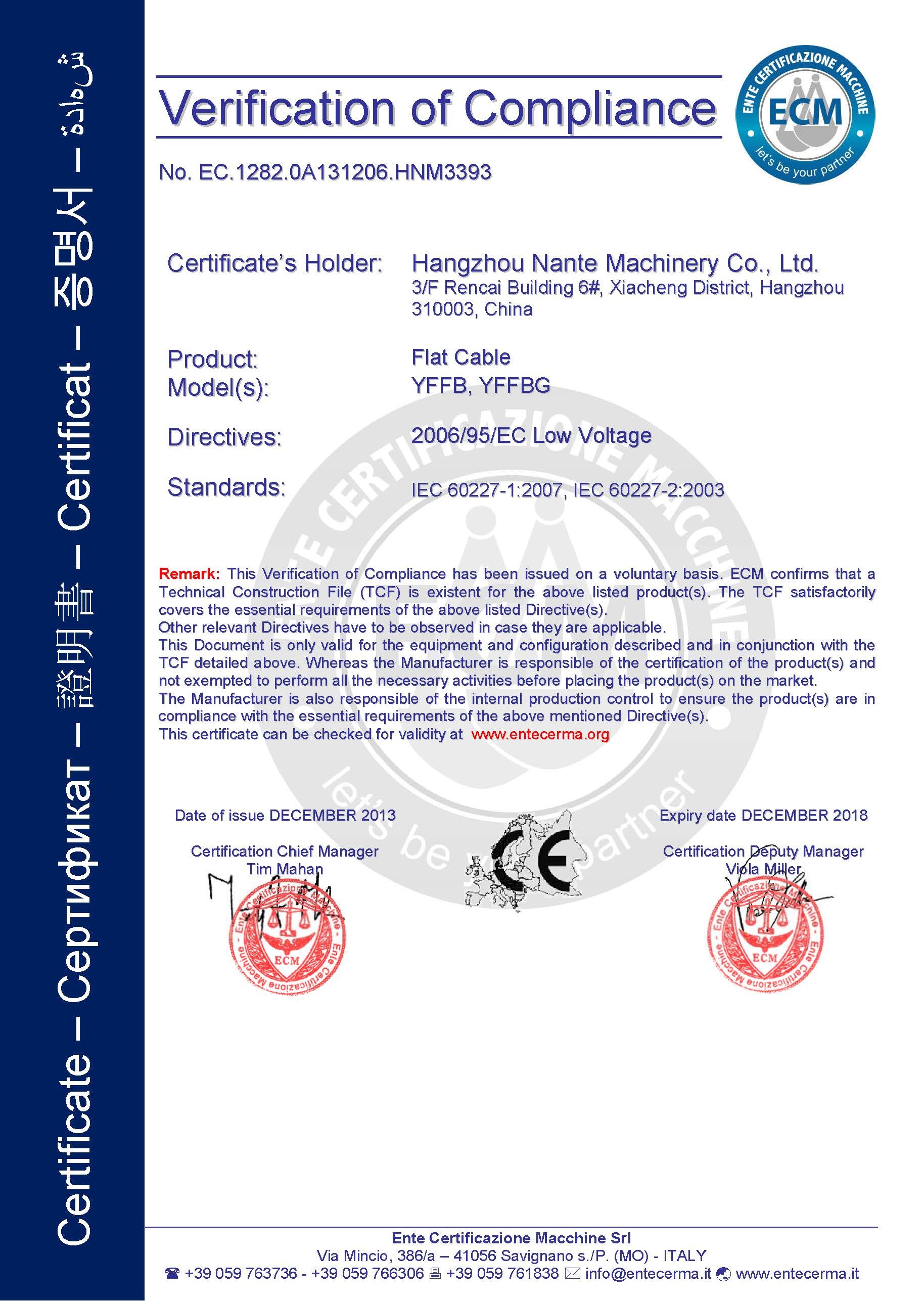 China Shaoxing Nante Lifting Eqiupment Co.,Ltd. Certificaciones